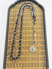 High Transparency Glass Texture 45 Beads Muslim Prayer Beads Tasbih Islamic Prayer String Beads Middle East Vintage Woven Pattern Metal Pendant Portable Religious Gift - Multicolor - View 8