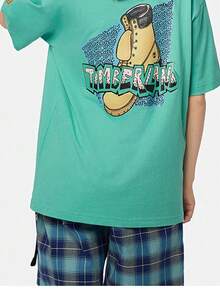 Timberland Summer New Outdoor Sports Casual Loose Print Men's Crew Neck Short Sleeve T-Shirt - Green - View 3