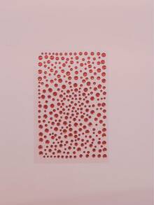 1 Sheet Coral Red Self‑Adhesive Face Rhinestone Stickers, Multi‑Size Mixed Round Gems, Festival Party Eye & Face Makeup Decor Stickers - Red - View 3