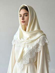 Satin Oversized Square Scarf Beige