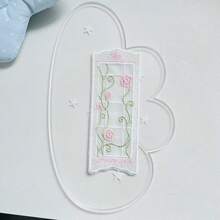 Bookmark thêu hoa hồng hồng lãng mạn, đánh dấu trang bằng vải organza trong suốt, hình trái tim và cửa sổ dễ thương, quà tặng đọc sách phù hợp cho học sinh - A - Xem 12