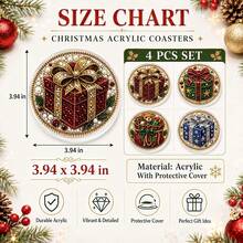 4/8pcs Autumn/Winter New DIY Colorful Pearl Rhinestone + Shiny Diamond, Diamond Painting Coaster Set, Suitable For Beginners, Applicable For Home, Holiday Decoration, DIY Handmade Kit, Perfect Gift For Friends And Family - Rhinestone Coaster/QY207 - View 5