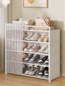 1pc Multi-Layer Shoe Rack With Curtain, Shoe Cabinet, Storage, Display Rack, With Drawer, Curtain Shoe Storage Cabinet, Large Capacity Shoe Cabinet, Suitable For Indoor And Outdoor, Suitable For Entrance, Home, Indoor, Holiday Gift - Multicolor - View 17