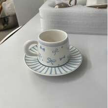 Set Of 2 Cute Ceramic Coffee Cups & Saucers, 90ml, Microwave & Dishwasher , Includes Espresso Cup And Arabica Coffee Cup, Perfect For Afternoon Tea, Cafe, Kitchen And Home Decor - Ideal Gift - Multicolor - View 10