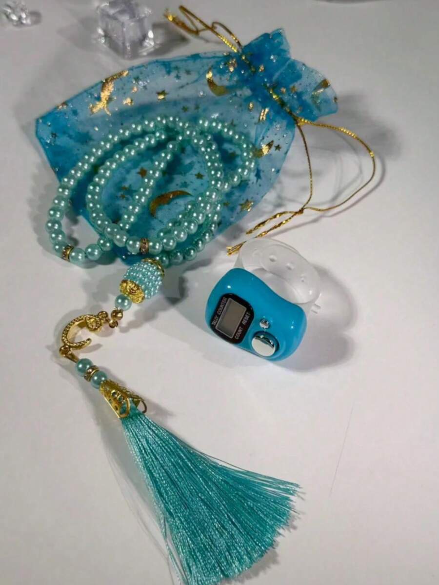 Ring Electronic Counter Tassel Pendant Set, Portable Manual Tally Counter - Multicolor - View 1