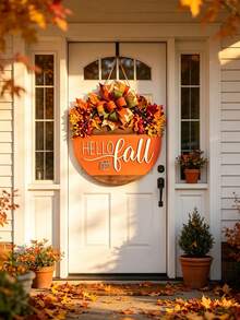 Autumn "Welcome" Hanging Decor, Round Wreath Design, Suitable For Entryway Decoration, Applicable For Autumn Celebrations And Thanksgiving Home Decor, Perfect Autumn Home Decor Item - Multiple Styles - View 2
