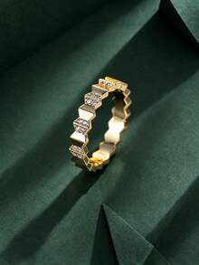 4pcs/Set Women's Geometric Tiered Rhinestone Bracelet & Ring Set, Luxury 3D Patchwork Design, Exquisite Sparkling Versatile Jewelry, Suitable For Banquet, Date, Wedding And Holiday Gift - S62619-jZ23846 - View 9