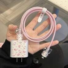 SANRIO 1set Lovely KT Cat Cartoon Character Design Is Suitable For 18W/20W Adapter - Hellokitty Charging Head Cover And Data Cable Protective Cover Set, Perfect Gift For HelloKitty Fans, Also Great Gift For Family And Friends - Multicolor - View 3