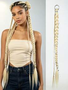 2 Packs 24 Inch Y2K Style Synthetic Long Braided Hair Extensions With Silver Star Decor, Soft Colorful Holiday Cosplay Party Hair Extensions For Women And Girls - Multicolor - View 13