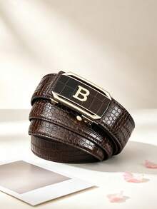 2/1pc New Crocodile Patterned Men's Waist Belt, Toothless Automatic Buckle, Multifunctional Pants Waist Belt, Fashionable And Casual, - Multicolor - View 2