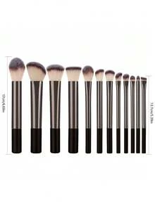 12Pcs Makeup Brushes Set, Soft Gradient Synthetic Bristles Brown Handle, Professional Powder Foundation Blush Contour Eyeshadow Concealer Brushes, Full Face Cosmetic Tools For Makeup Beginners - Brown - View 6