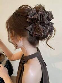 1pc Textured Floral Bow Banana Clip Minimalist Versatile High Ponytail Hair Clip Back Of Head Hair Clip Hair Accessory For Women - Multicolor - View 2