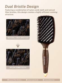 1pc Professional Detangling Brush With Box, Boar Bristle, Smooth Frizz, Suitable For Men & Women, Dry & Wet Use, Christmas Gift - Multicolor - View 3