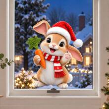 Christmas Animal Window Clings, Cute Penguin Bunny Puppy Window Sticker, Holiday Glass Window Decoration, Christmas Home Decor - Cute Animals - View 6