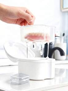 Plastic Denture Storage Box Apple Shaped Denture Cleaning Case With Strainer Basket And Lid Portable Denture Container Leakproof Denture Container Soaker For Bathroom Dormitory And Daily Use Dental Appliances Travel Essentials Bathroom Accessories - Multicolor - View 10