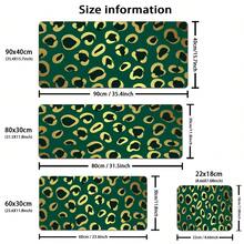 Large Gaming Mouse Pad, Computer Mouse Mat, Funny Desk Pad Protector Decoration, Big Cute Desk Pad, Non-Slip Base Luxury Green Gold Leopard - View 3