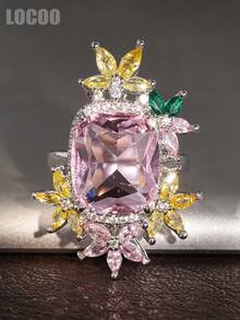 1pc Charming Cubic Zirconia Ring For Women, Wedding Engagement Party Jewelry, Valentine's Day Gift - 1# - View 6
