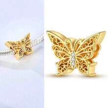 1 buah Gesper Penempatan Kupu-kupu Vintage, Liontin Manik-manik Kupu-kupu Berongga, Cocok untuk Gelang, Kalung, Pembuatan Perhiasan DIY, Gaya Klasik yang Serasi - Butterfly - View 7
