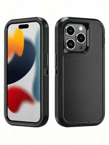Compatible With IPhone Phone Case (Multi-Layer Protection) [Shockproof] [Anti-Drop] [Anti-Slip], 3-In-1 Heavy Duty Protective Shell - Black - View 55