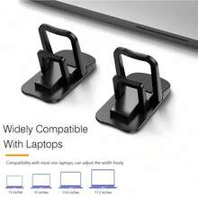 2/4pcs Adjustable Angle Laptop Stand | ABS Material, Multi-Functional Phone Holder, Portable No-Installation Self-Adhesive Invisible Lifting Base, Dual Angle Adjustment Design, Portable Office Desktop Keyboard Tray, Suitable For MacBook Pro/Air, Surface And Other Models | Black/Silver Two Colors Available, Ergonomic Stand For Office And Gaming Use - Multicolor - View 2