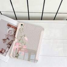 粉色波點百合花藝術印花保護翻蓋平板電腦保護殼，附筆槽，相容於 iPad Pro/Air/11"(A16)/9.7/Air 2/(7th Gen)/(8th Gen)/Air 4/5/Pro 11/10th Generation/Air 13/Air 11/11(A16 2025)/相容於 Galaxy S9/S7/S10+/相容於 Galaxy Tab S6 Lite 10.4 吋/相容於 Matepad - 彩色 - 查看 5