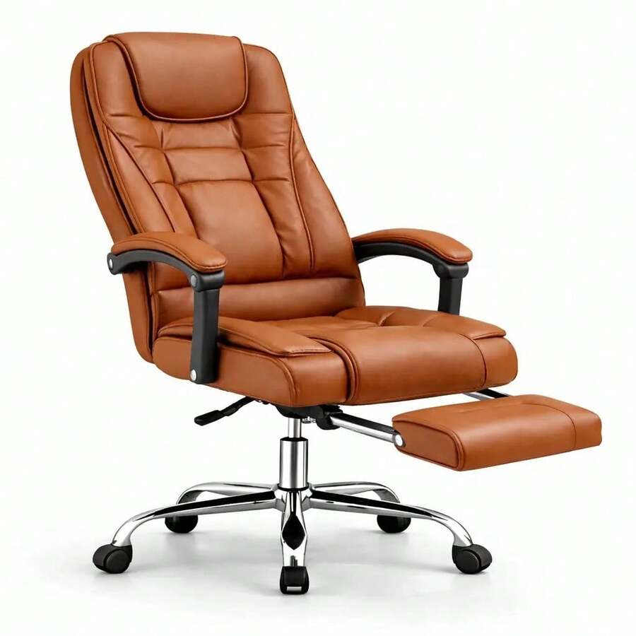 Silla Ejecutiva Ergonómica para Oficina, Ajustable en Altura y Reclinable, Diseño Cómodo con Respaldo Transpirable y Ruedas Giratorias, Ideal para Trabajo Prolongado y Espacios de Estudio - MARRÓN - Ver 1