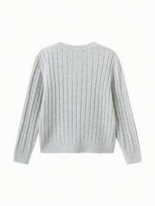 Balabala Girls Cute Soft Knit Sweater Pullover Jumper Casual Versatile Top For Tween Girl Winter Daily Wear - Gray Tone - View 5