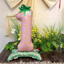 1pc Standing Pink Strawberry Cartoon Number 1 Foil Balloon, Suitable For Birthday Party Decoration - View 5