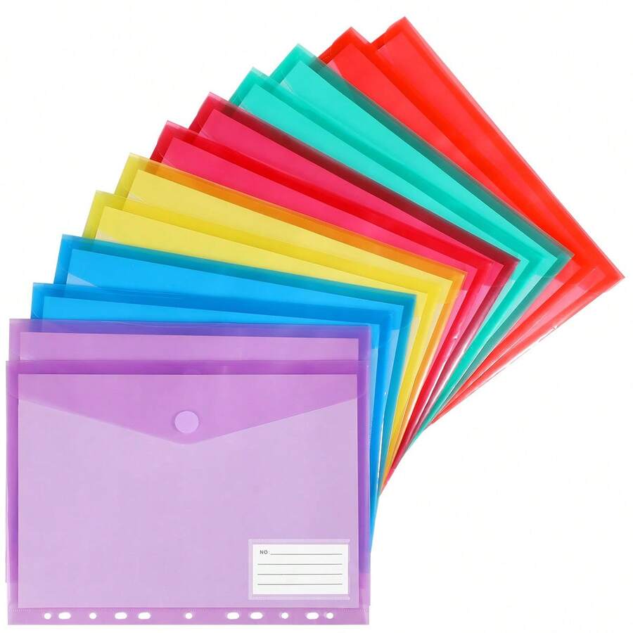 7pcs Multi-Color Thickened A4 File Bags, Transparent Plastic Waterproof Folder Bags, Large-Capacity Data Storage Bags, Contract Bags, Business Office Supplies, Student Test Papers, Stationery, Official Documents And Files Back To School - Multi-color - View 1
