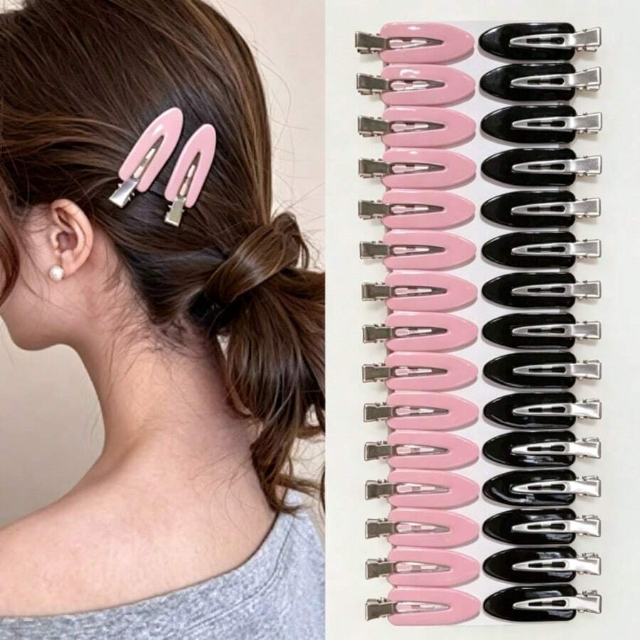 12/24PCS Women's Seamless Side Bang Hair Clips, Face Washing Hair Clips, Simple Sweet Hair Accessories - Multicolor - View 1