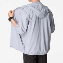 Jaket berkerudung tenun adidas, pria, abu-abu - Light Grey - View 4