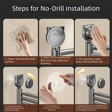 1PC Rotating Towel Rack, Suction Cup No Drill Towel Hanging Holder, Towel Bar 180° Rotatable Multi-Rod Rustproof Dishcloth Draining Rack Bathroom - Multicolor - View 5