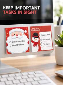 2pcs Christmas Themed Student Sticky Notes, Memo Notepad Self-Adhesive, Includes Santa Claus And Snowman Styles, Suitable For Students To Take Notes, Write Daily Plans, Etc., Also Can Be Given As Christmas Gifts For Children By Parents. - Multicolor - View 5