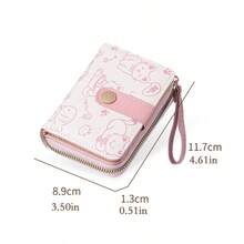 1pc Women's Mini Wallet, Cute Cat Pattern, Small Zipper Coin Purse With Multiple Card Slots And Wrist Strap - Lightweight And Portable, Can Hold Cash, ID Card And Coins, Large Capacity Short Wallet, Fashionable Cute Faux Leather Coin Purse, Suitable For Daily Use, Commuting To Work, Also An Ideal Gift For Friends And Family. - Multicolor - View 4