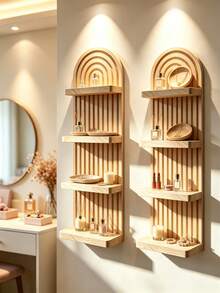1pc/2pcs Bohemian Wave Pattern Wooden Wall Frame Set, Rainbow Arch Farmhouse Style Wall Shelf, Multi-Functional Wall Mounted Outdoor Rack, Easy Installation, Suitable For All Seasons, Living Room Wooden Wall Hanging Storage Shelf - Suitable For Living Room Home Decor, Bathroom Decor, Bedroom Decor, Dressing Room Decor, Ramadan Decor, Christmas Decor, Autumn Home Decor - Apricot - View 7