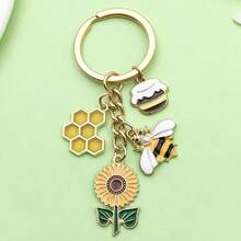 Cross-Border Hot Selling Personalized Small Pendant Pearl Bee Honeycomb Sunflower Charm Keychain Bag Decoration - Multicolor - View 1