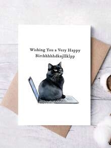 1pc Humorous Cat Notebook Birthday Card, Premium Paper Greeting Card With Envelope, Suitable For Family, Friends, Son, Daughter, Girlfriend, Classmates, Versatile Humorous Blessing Card For Various Occasions - Multicolor - View 2