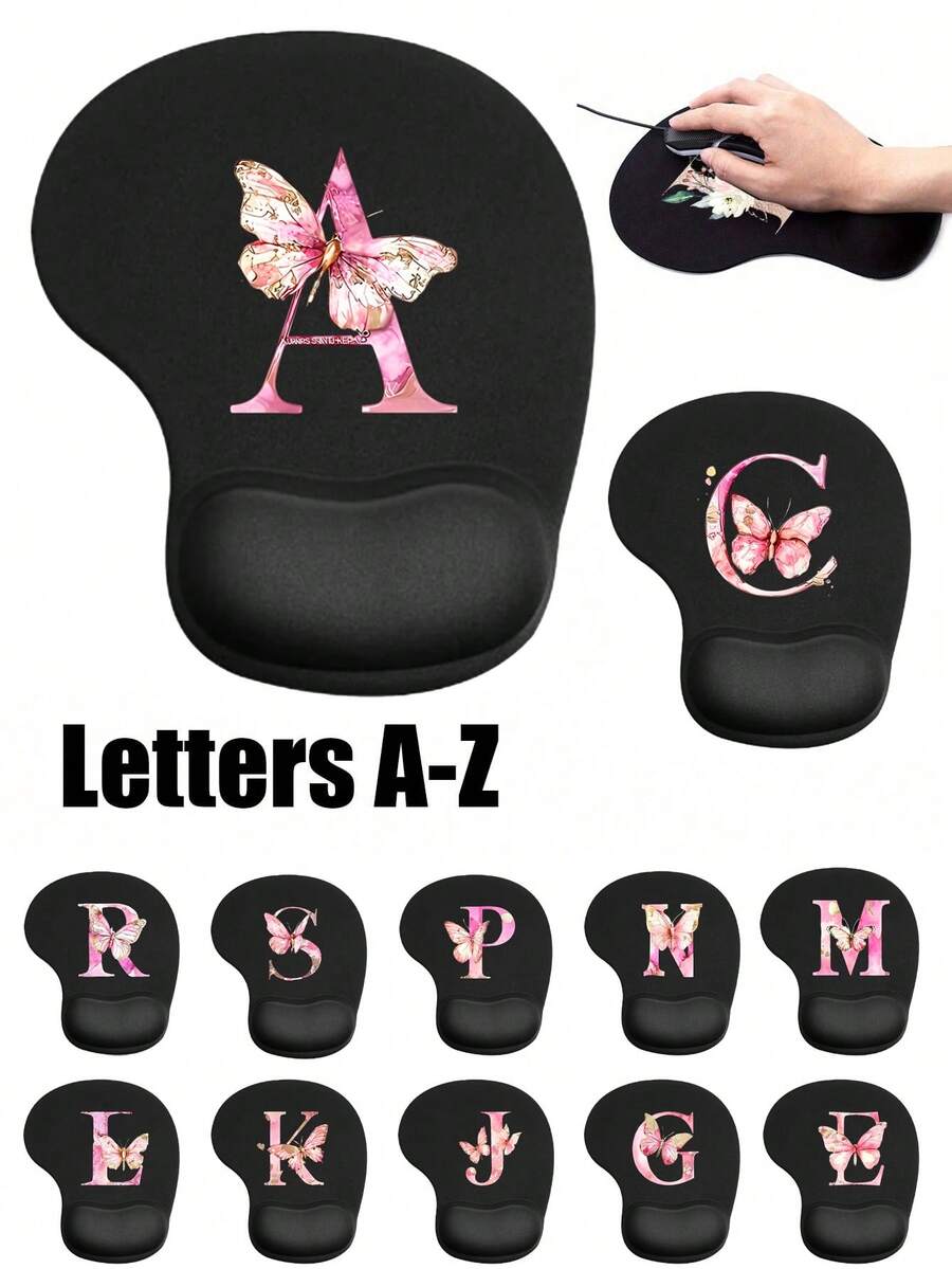 Ergonomic Wrist Rest Mouse Pad, A-Z Letter Pattern Design, Ergonomic EVA Wrist Pad, Non-Slip Memory Foam Mouse Pad, Comfortable Mouse Pad With Smooth Wrist Rest, Comfortable Skin-Friendly Desktop Support, Desktop Protection Pad, Suitable For Gaming, Office, Non-Slip, Suitable For Office Computer, Laptop And Home Use, Graduation Season Souvenir, Perfect Mother's Day Gift, Back To School Essential, Dorm And Home Essential - Multicolor - View 1