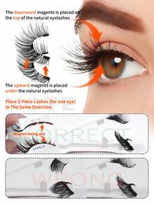MAANGE 2 Pairs Magnetic Eyelashes - Free Applicator, Mixed Styles, DIY, Cat Eye Eyelashes, Create Natural Long, Curly, Enlarged Eye Effect, Reusable, No Glue Or Makeup Remover Needed, Portable, Exquisite Packaging, With Mirror, False Eyelashes, Eyelashes - Cat Eye Lashes - View 10