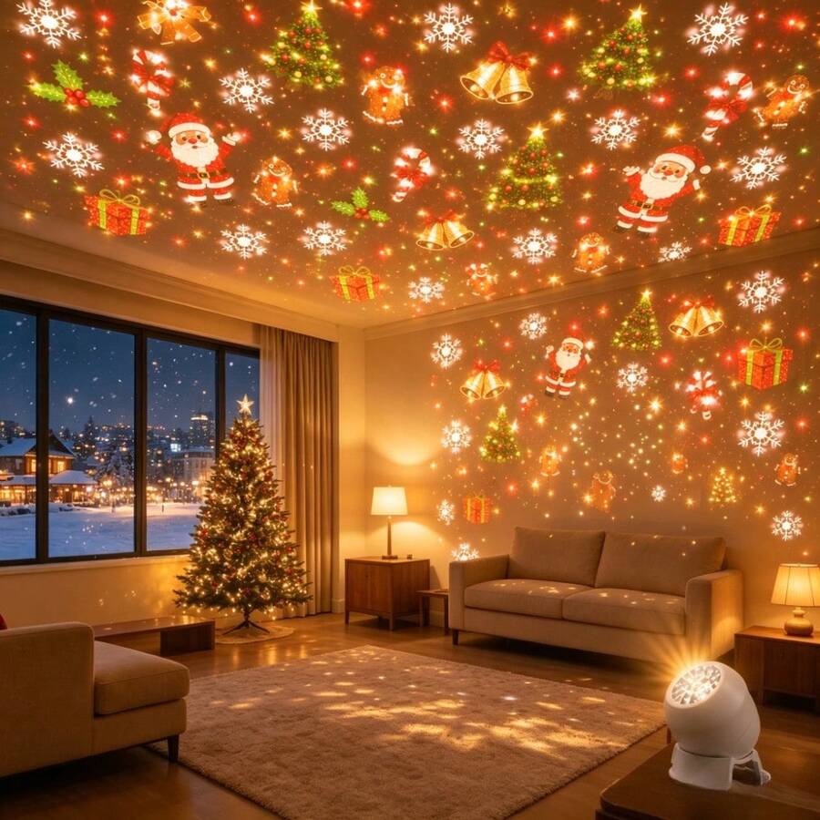LED Dynamic Rotating Christmas Projector, Christmas Night Light Projector - Santa Claus, Reindeer, Bell, Christmas Tree, USB Powered Projector Cabinet Light, Holiday Decoration, Suitable For Bedroom, Living Room, Yard, Garden Christmas Lighting Decoration - Christmas Projector Light - View 1