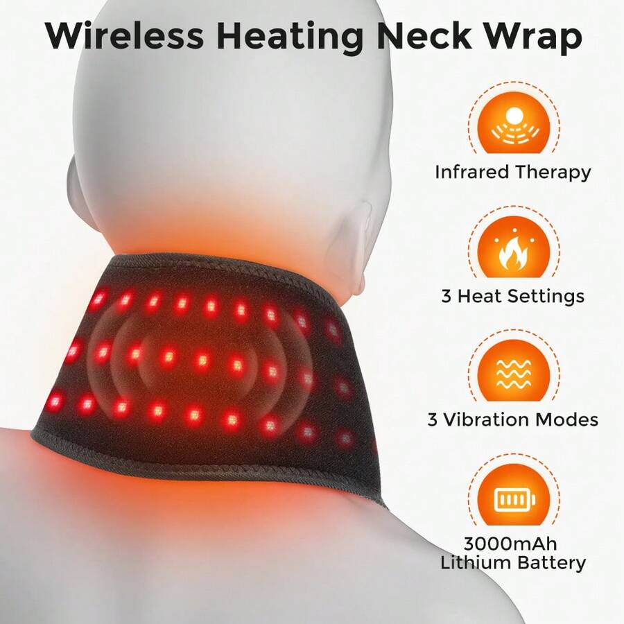 Hailicare Heated Neck Wrap With Vibration, Rechargeable Neck Heating Pad, 3 Heat Levels & 3 Vibration Modes, Infrared Therapy Neck Warmer For Neck And Shoulder