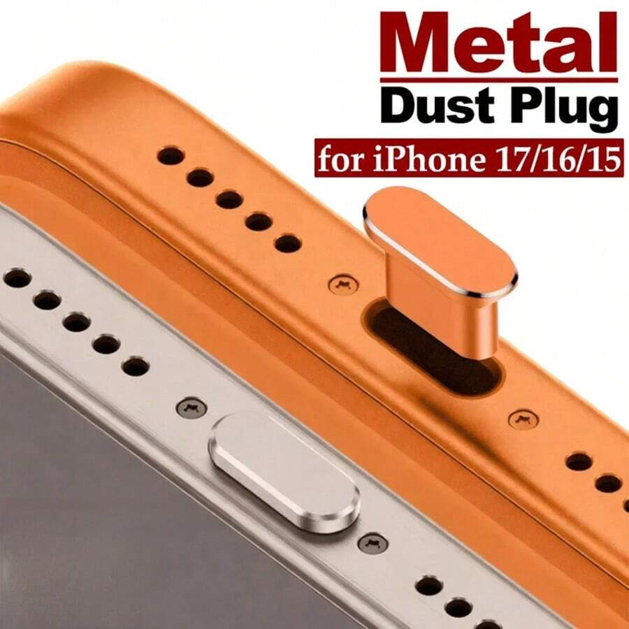 Metal Type C Dust Plugs, Dark Cherry Charger Port Anti-Dust Cover, USB C Charging Port Protective Cap Compatible With Iphone 18 Pro Max 18PM 17 ProMax 16 15Plus - Multicolor - View 1
