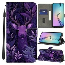 GLANDOTU Purple Forest Deer Pattern PU Leather Phone Case Wallet Flip Cover With Card Holder Kickstand Lanyard Compatible With Multiple Smartphone Brands - Multicolor - View 6