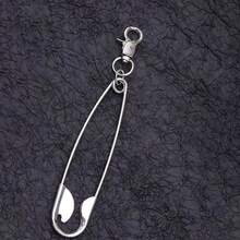 Personalized Metal Large Safety Pin Keychain Hip-Hop Jeans Pendant Bag Charm Punk Unisex Accessory - Silver - View 3