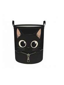 Large Capacity Foldable Cat Laundry Basket With Handle - Cute Tabby Cat Face Storage Bin, Dirty Clothes Organizer, Portable Polyester Storage Bag, Suitable For Bedroom, Dorm, Room - Space-Saving Laundry Basket, Essential Home Helper - Multicolor - View 14