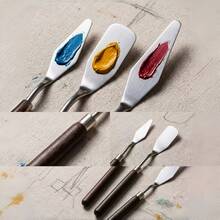 4pcs Red-Brown Stainless Steel Palette Knife Set, Oil Painting Scraper, Detail Paint Texture Tool, Painting Palette Knife - Sets - View 3