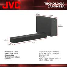 JVC Soundbar 2.1 Canales con Subwoofer Inalámbrico Dolby Atmos Bluetooth 5.3 ARC  Optical Input  TV Ready  Modelo SB542R - Negro - Ver 2