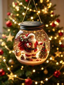 5pcs/1pc 2D Acrylic Santa Claus Christmas Hanging Ornament, Tree Pendant, Wish Bottle Shaped Christmas Tree Hanging Decoration, Multi-Functional Keychain And Backpack Charm, Christmas Holiday Decoration, Holiday Home Decor, Christmas Party Gift - A - View 2