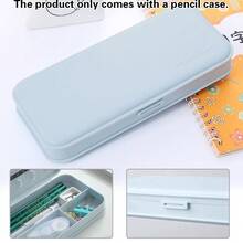 1pc Alphabet Patterned Pp Pen Case Aesthetic Minimalist Large Capacity Durable Student Stationery Storage Box School Study Office Desk Organizer Pencil Case - Blue - View 3