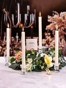 6pcs Transparent Glass Candle Holder Set, Cone Shaped Glass Candle Holders Suitable For Wedding, Halloween, Christmas, Table Centerpiece Decoration, Perfect Autumn Home Decor - Multicolor - View 2